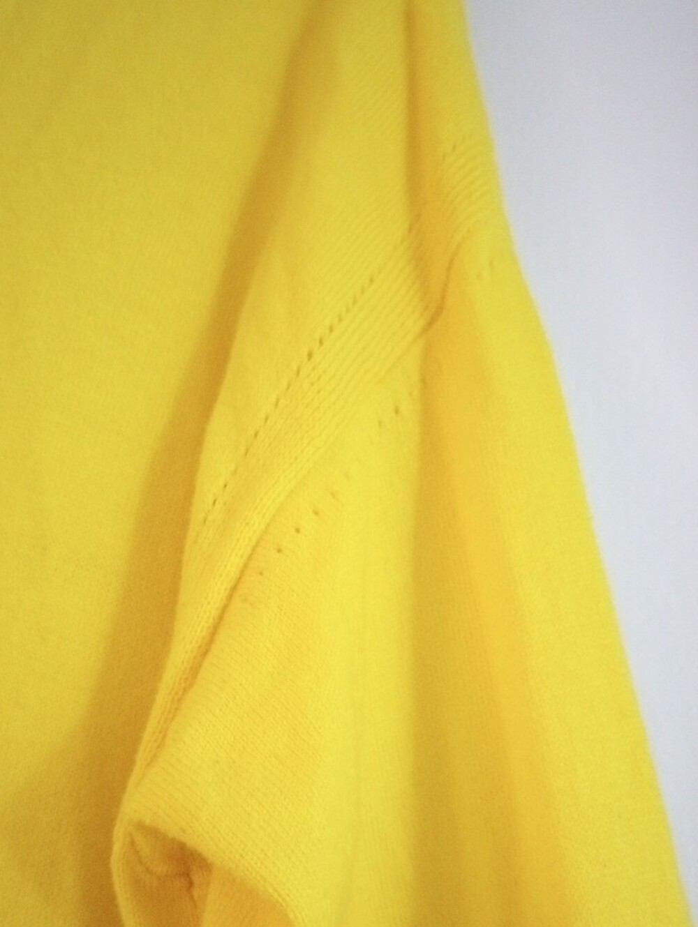 Talbots Cashmere Blend Bright Yellow Fringe Hem Sweater Size S - Picture 5 of 7